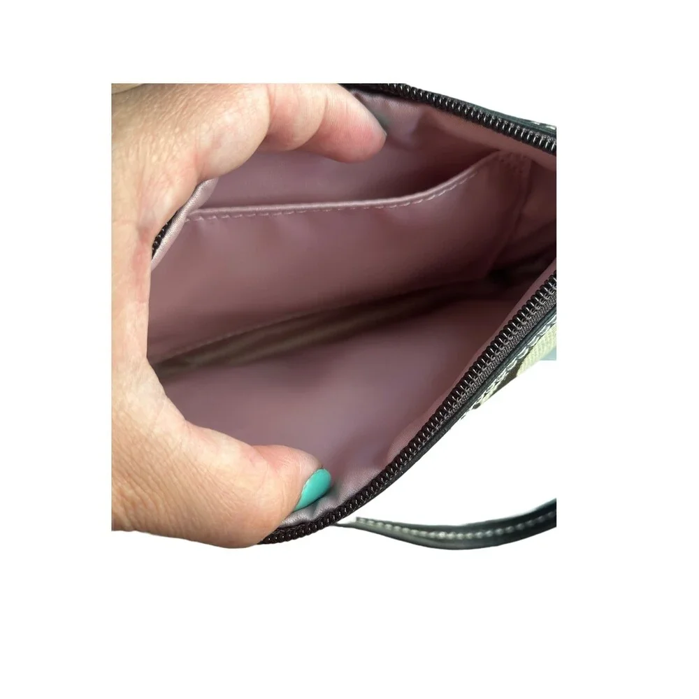 Coach Brown Signature Canva Wristlet Wallet